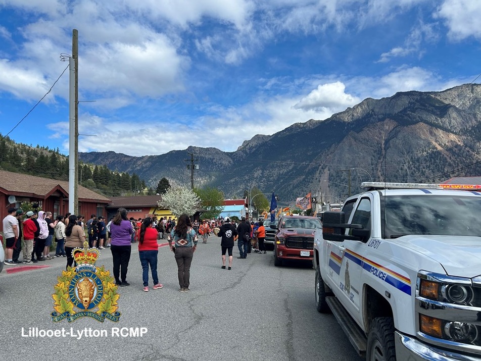 Pictured is an RCMP vehicle assisting in the Unity Parade in Lillooet.