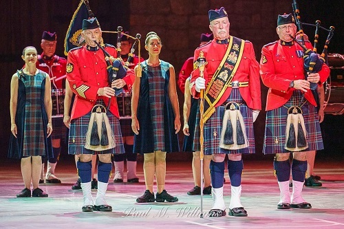 Members of the RCMP E-Division Pipes and Drums
