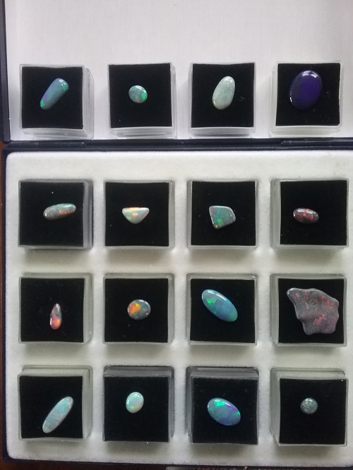 Image of 16 Fire Opal Rocks in rows of four 