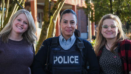 Left to Right: Samantha French, Cst. Tisha Parsons, Danielle Bosma